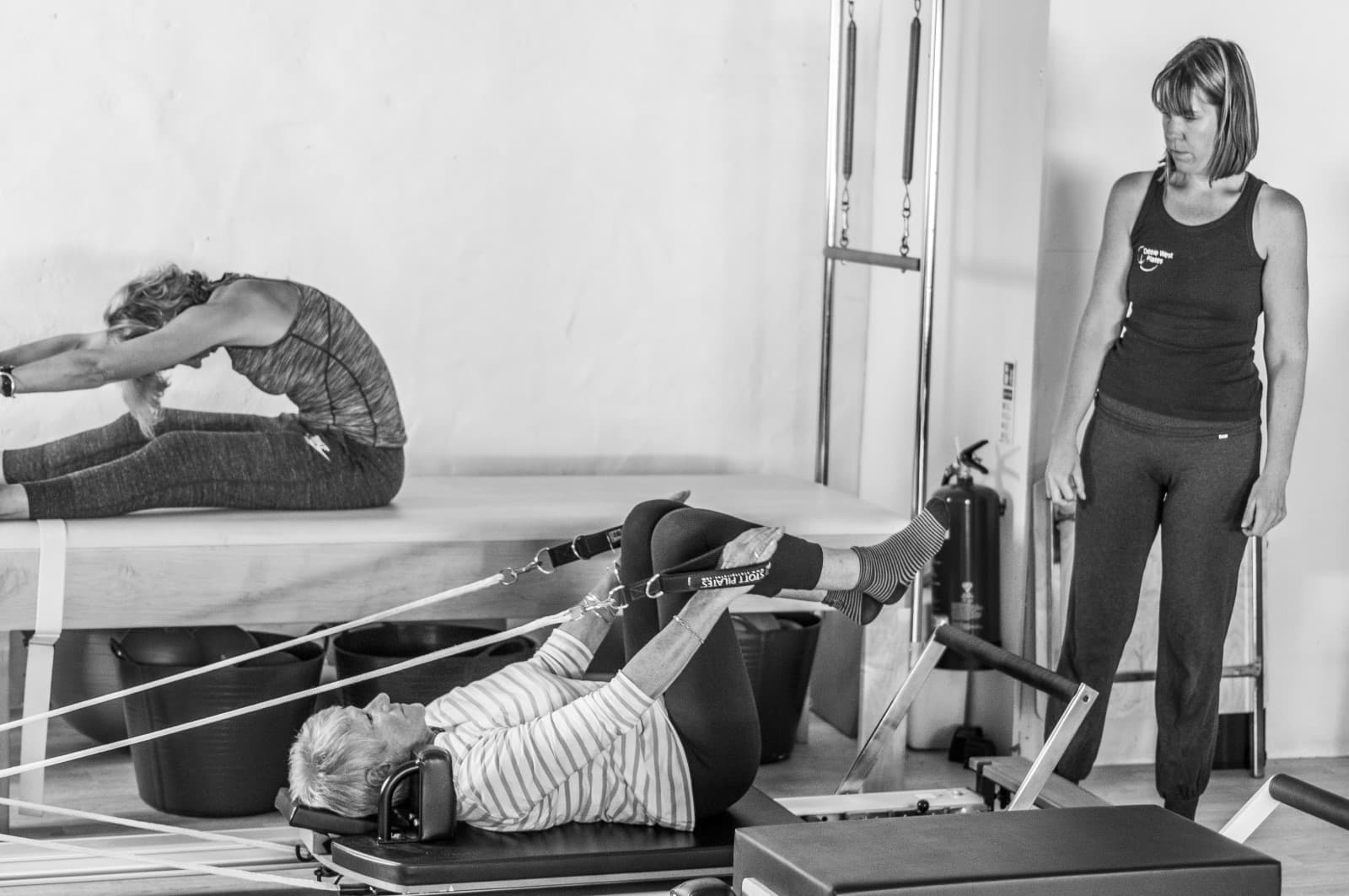 Pilates reformer exercise demonstration